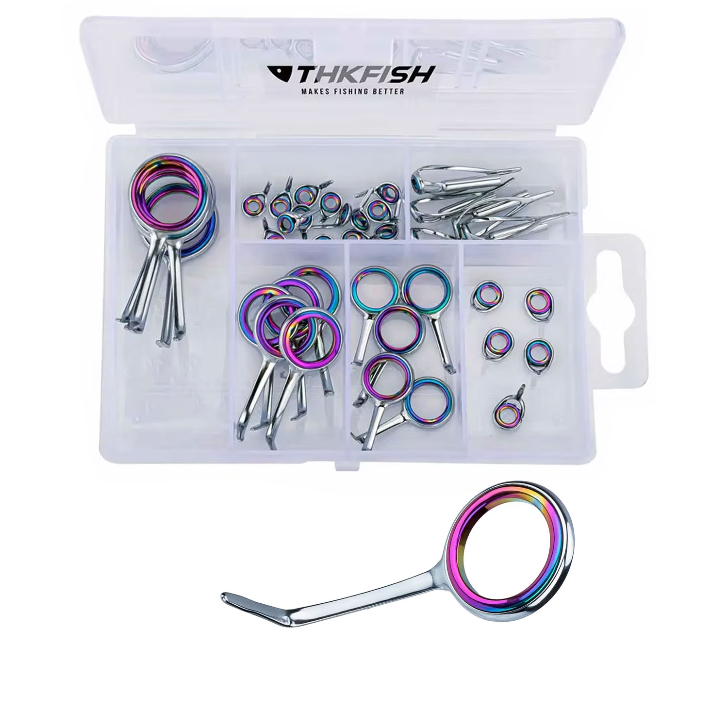 Fishing Rod Building Kit - 40pcs Colorful Fishing Rod Guides Ring