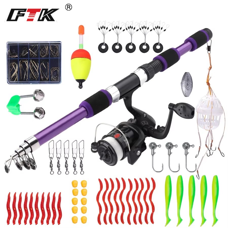 Fishing Rod Combo - FTK 1.8M Portable Spinning Fishing Rod