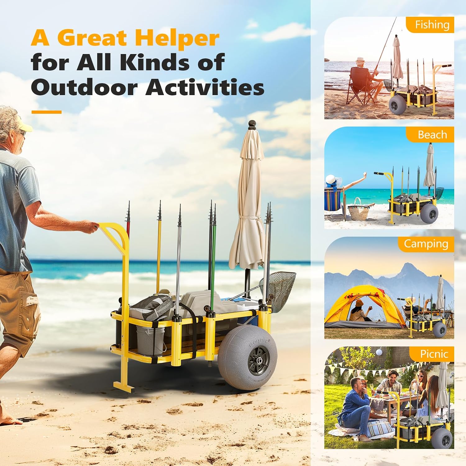 Rolling Fishing Cart Outdoor B - Fishing Rod Holder review and price